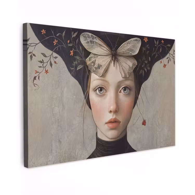 Woman - Butterfly - Art - Classic - Muted canvas 2cm klein -z3d