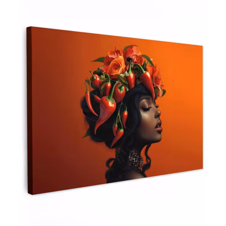 Vrouw - Chilipepers - Pepers - Bloemen canvas 2cm klein -z3d