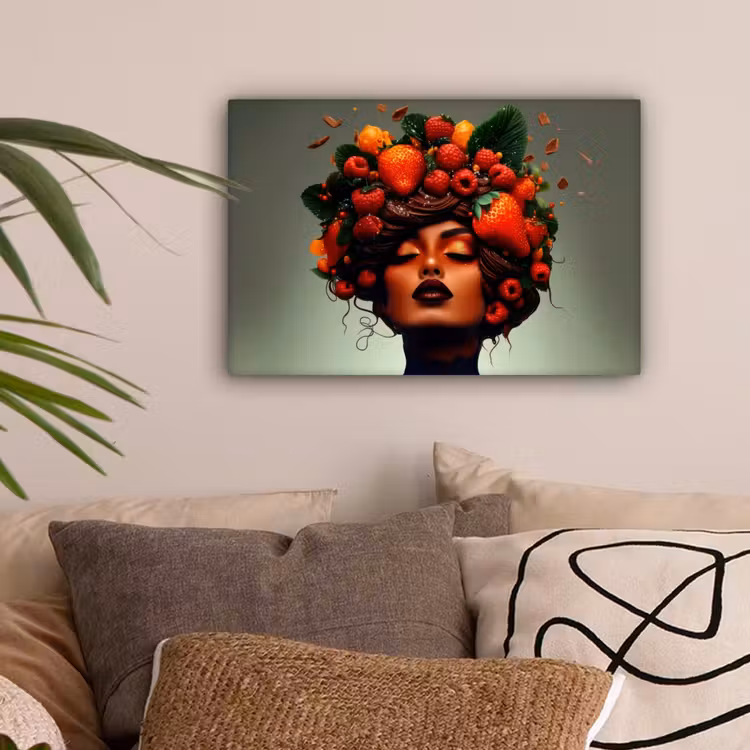 Vrouw - Chocolade - Frambozen - Aardbeien - Koekjes canvas 2cm klein -sfeer1
