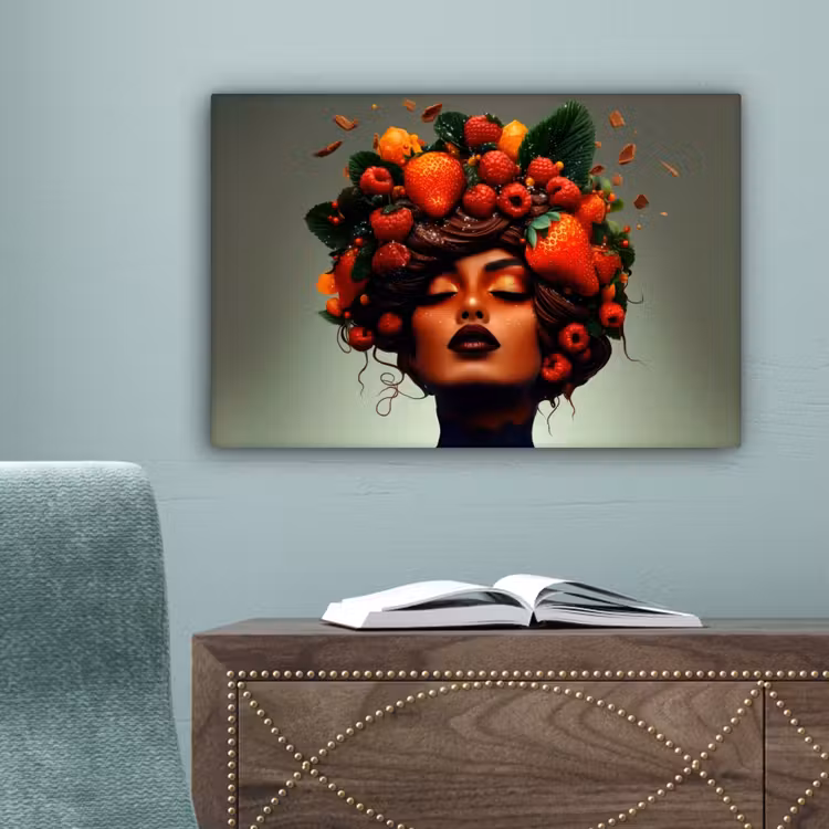 Vrouw - Chocolade - Frambozen - Aardbeien - Koekjes canvas 2cm klein -sfeer4