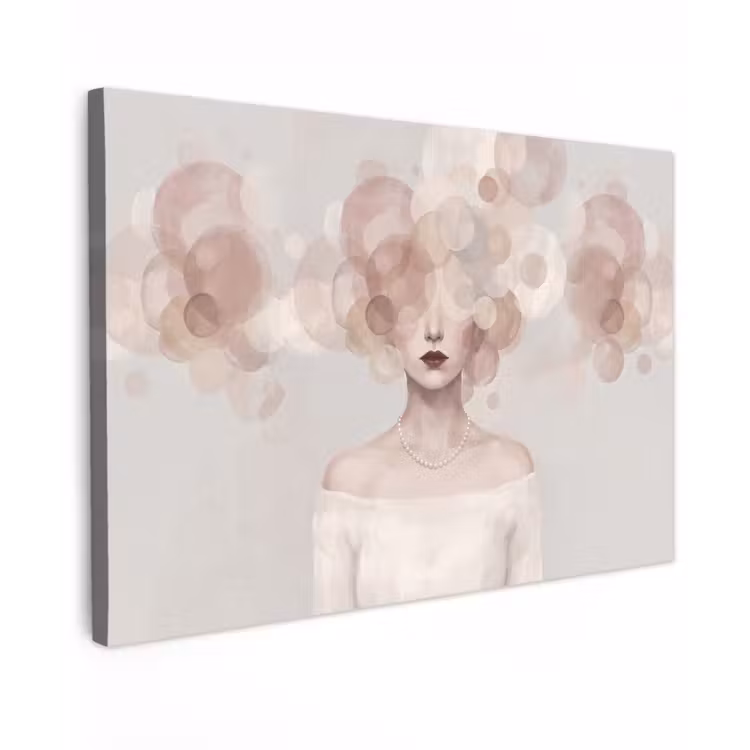 Vrouw - Cirkels - Beige canvas 2cm klein -z3d