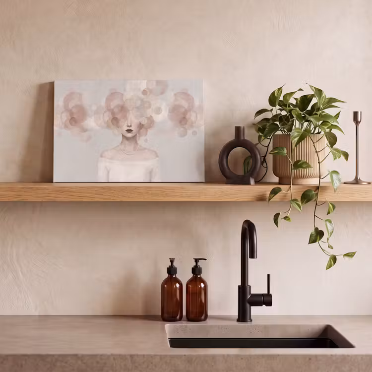 Vrouw - Cirkels - Beige canvas 2cm klein -sfeer3