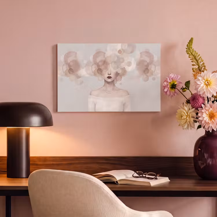 Vrouw - Cirkels - Beige canvas 2cm klein -sfeer4