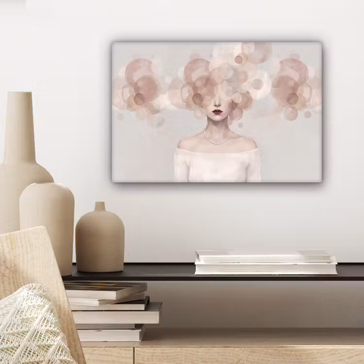 Vrouw - Cirkels - Beige canvas 2cm klein -sfeer6
