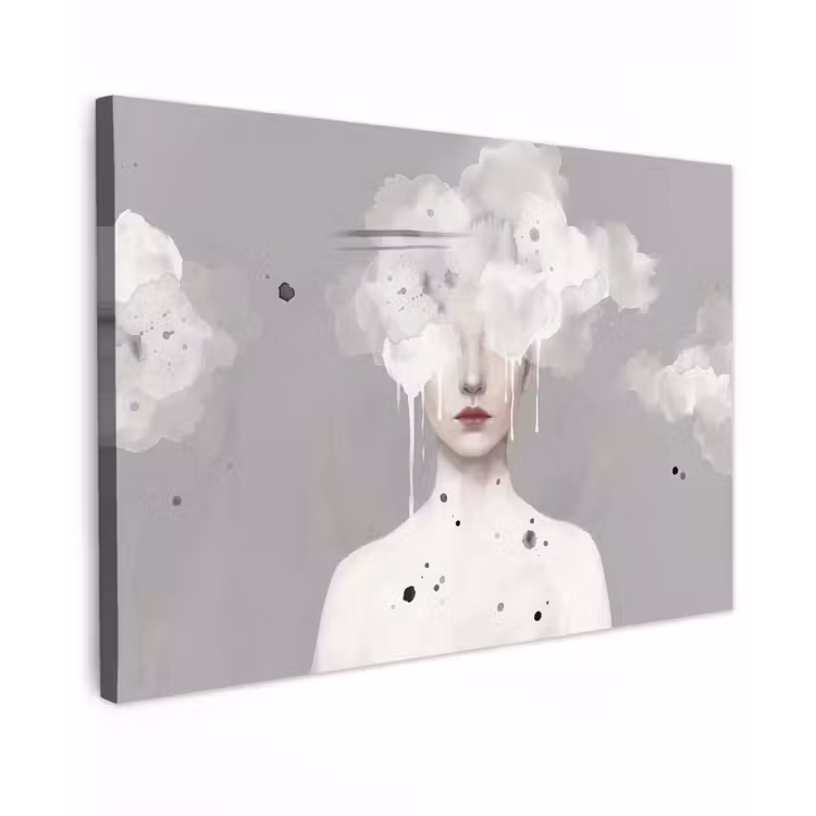 Vrouw - Wolk - Grijs canvas 2cm klein -z3d
