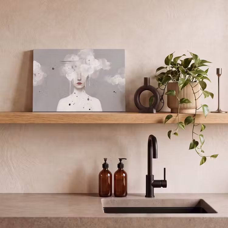 Vrouw - Wolk - Grijs canvas 2cm klein -sfeer3