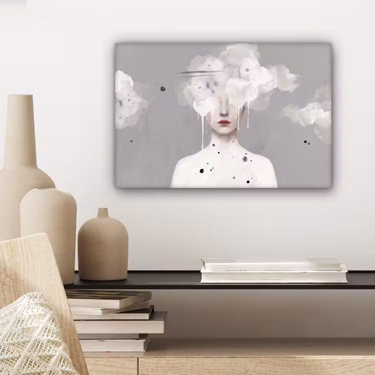 Vrouw - Wolk - Grijs canvas 2cm klein -sfeer6