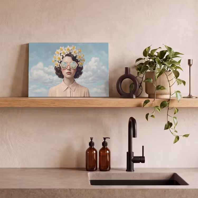 Vrouw - Narcissen - Geel canvas 2cm klein -sfeer3