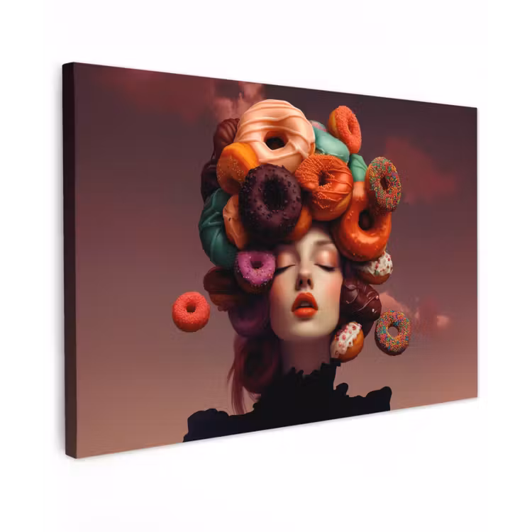 Vrouw - Donuts - Kleurrijk canvas 2cm klein -z3d