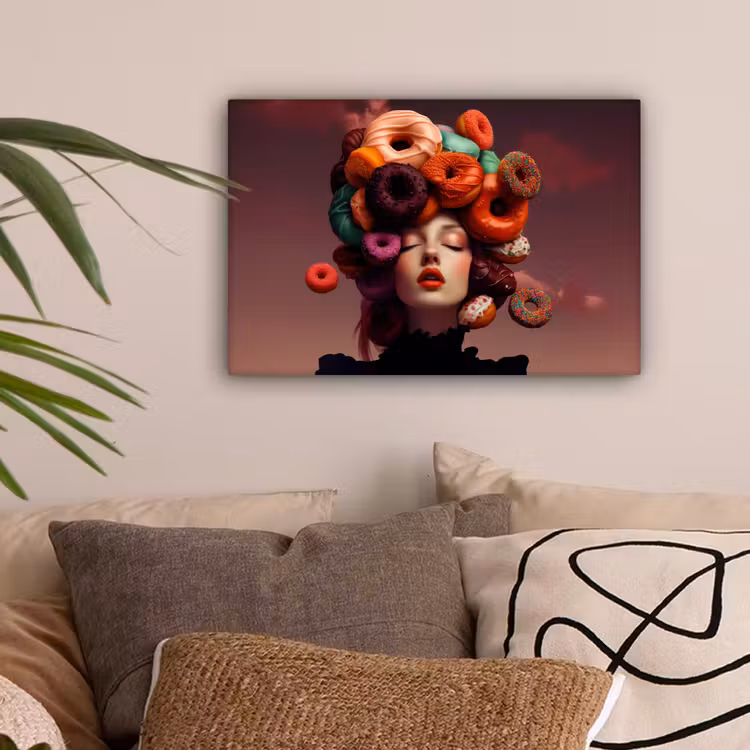 Vrouw - Donuts - Kleurrijk canvas 2cm klein -sfeer1