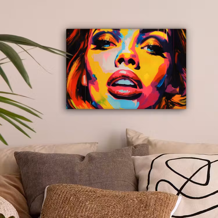 Vrouw - Gezicht - Kleurrijk canvas 2cm klein -sfeer1