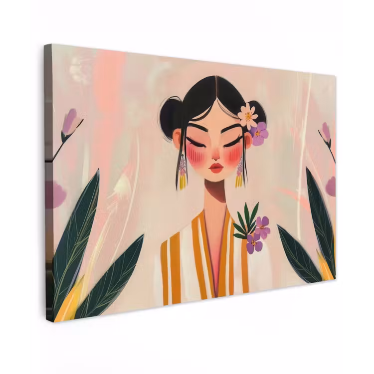 Vrouw - Bloemen - Pastel canvas 2cm klein -z3d