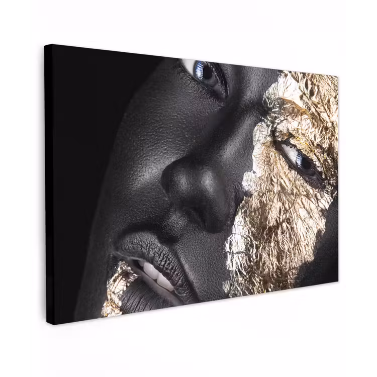 Vrouw - Goud - Zwart - Verf - Luxe canvas 2cm klein -z3d