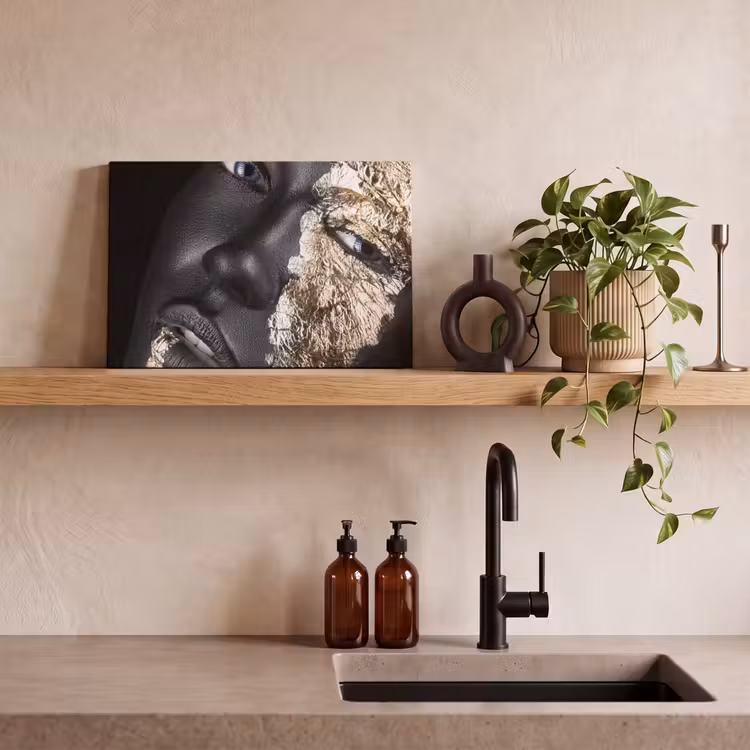 Vrouw - Goud - Zwart - Verf - Luxe canvas 2cm klein -sfeer3
