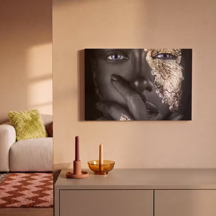 Vrouw - Goud - Zwart - Schmink - Luxe canvas 2cm klein -sfeer1