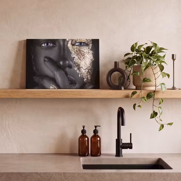 Vrouw - Goud - Zwart - Schmink - Luxe canvas 2cm klein -sfeer3