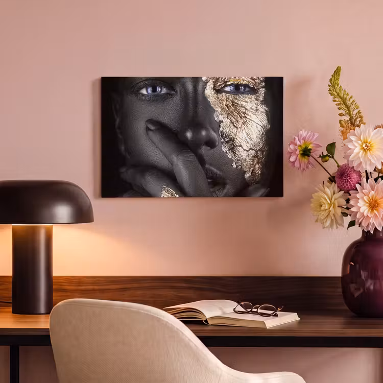 Vrouw - Goud - Zwart - Schmink - Luxe canvas 2cm klein -sfeer4