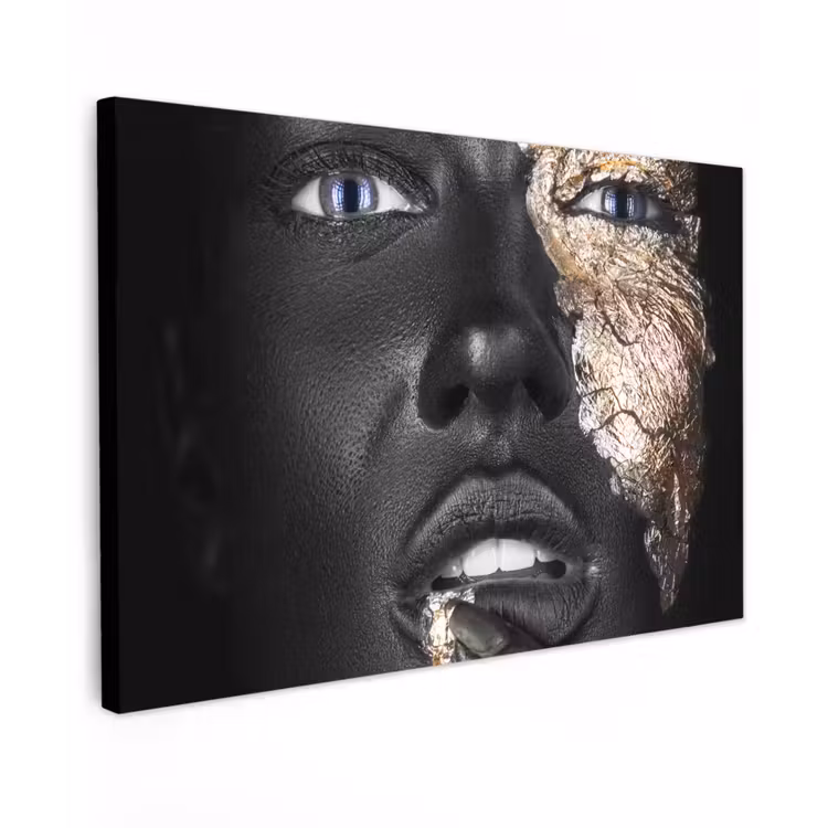 Vrouw - Bladgoud - Zwart - Huid - Luxe canvas 2cm klein -z3d