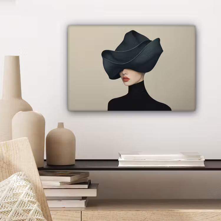 Vrouw - Groen - Hoed canvas 2cm klein -sfeer6