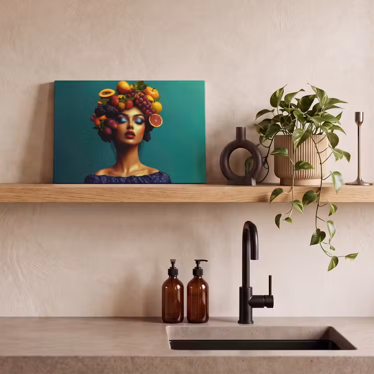 Vrouw - Hoodtooi - Tropisch - Fruit - Druiven canvas 2cm klein -sfeer3