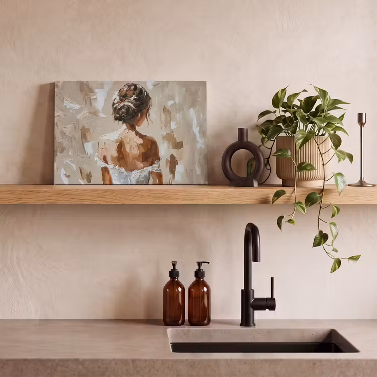 Vrouw - Verf - Abstract - Beige - Modern canvas 2cm klein -sfeer3