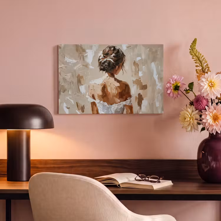 Vrouw - Verf - Abstract - Beige - Modern canvas 2cm klein -sfeer4