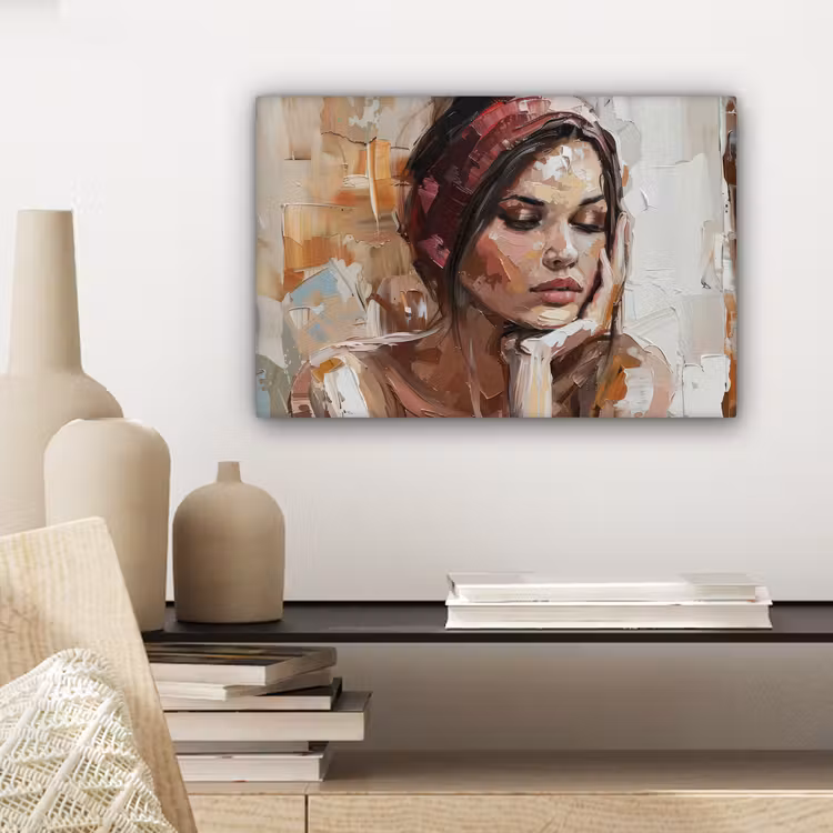 Vrouw - Verflook - Portret - Modern canvas 2cm klein -sfeer6