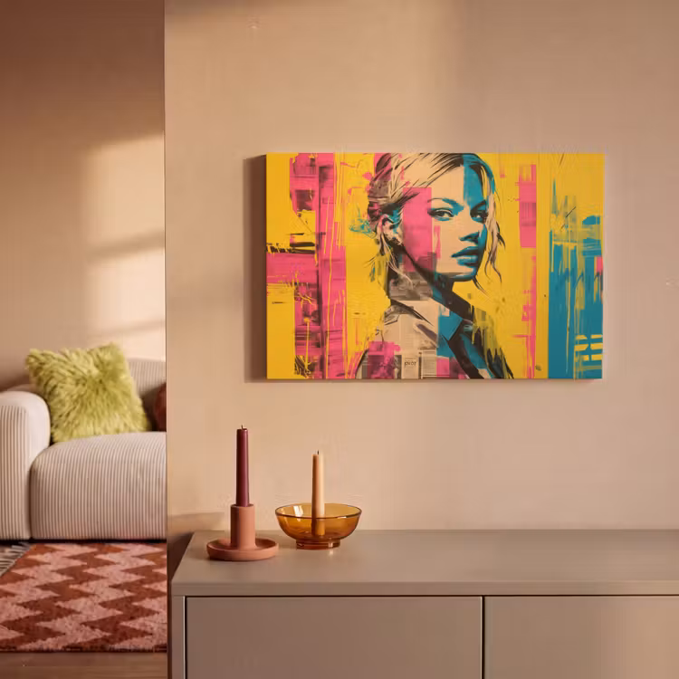 Vrouw - Verfstrepen - Gekleurd canvas 2cm klein -sfeer1