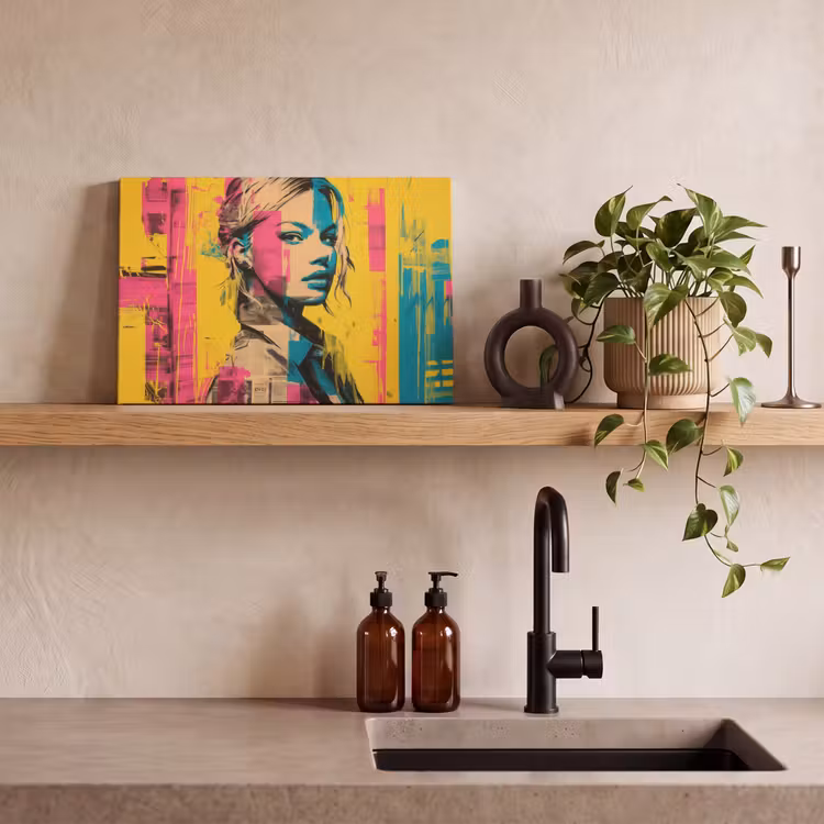 Vrouw - Verfstrepen - Gekleurd canvas 2cm klein -sfeer3