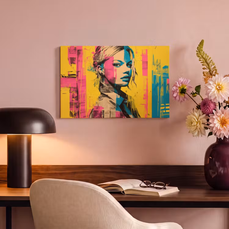 Vrouw - Verfstrepen - Gekleurd canvas 2cm klein -sfeer4
