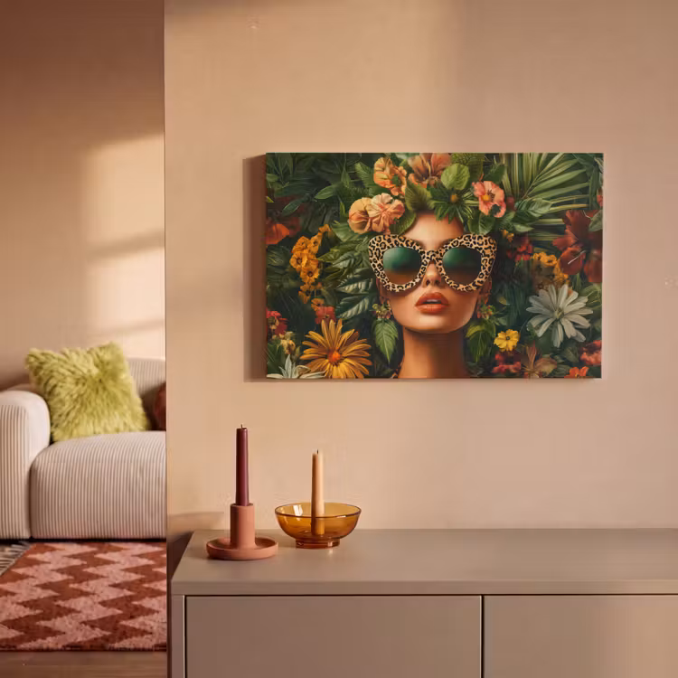 Vrouw - Panterprint - Jungle - Natuur - Luxe canvas 2cm klein -sfeer1