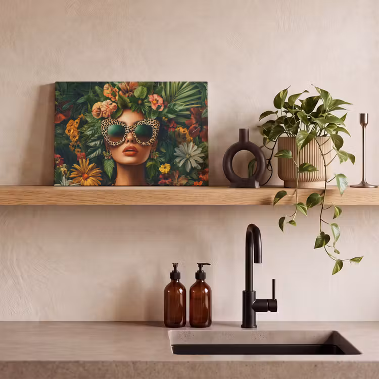 Vrouw - Panterprint - Jungle - Natuur - Luxe canvas 2cm klein -sfeer3