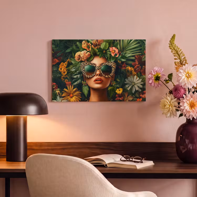 Vrouw - Panterprint - Jungle - Natuur - Luxe canvas 2cm klein -sfeer4