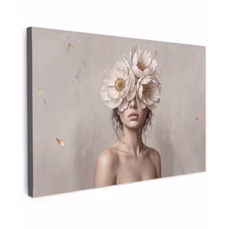 Vrouw - Pioenroos - Wit canvas 2cm klein -z3d