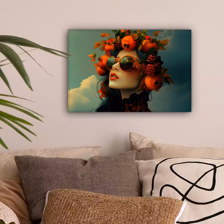 Vrouw - Granaatappel - Herfst - Zonnebril canvas 2cm klein -sfeer1