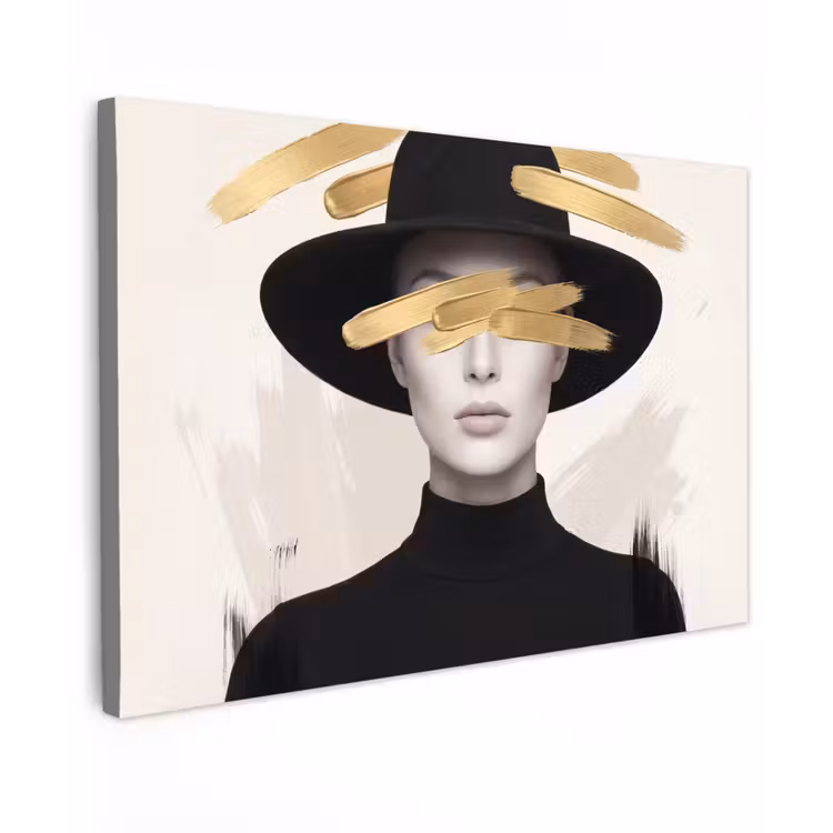 Vrouw - Portret - Modern - Goud - Kunst canvas 2cm klein -z3d