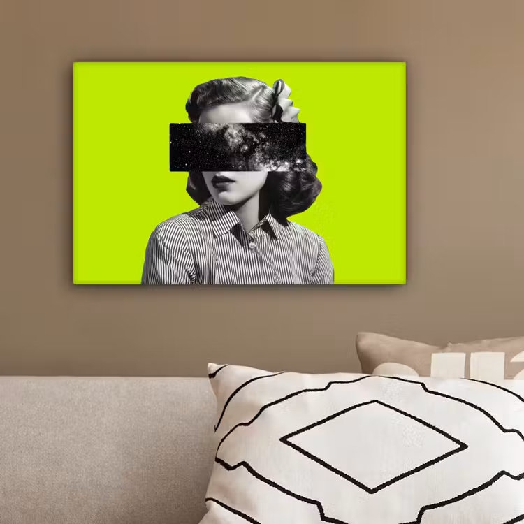 Vrouw - Sterrenhemel - Groen canvas 2cm klein -sfeer3
