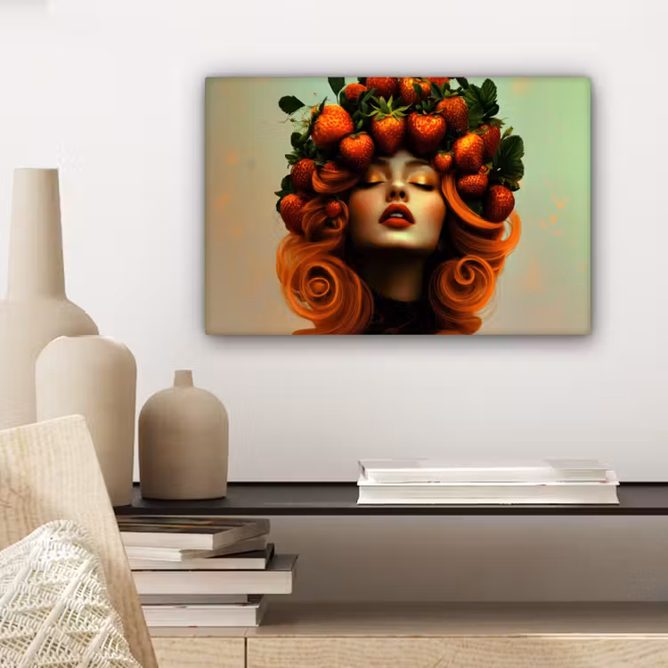 Vrouw - Aardbeien - Kroon canvas 2cm klein -sfeer6