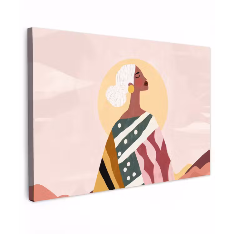 Vrouw - Zon - Kleurrijk canvas 2cm klein -z3d