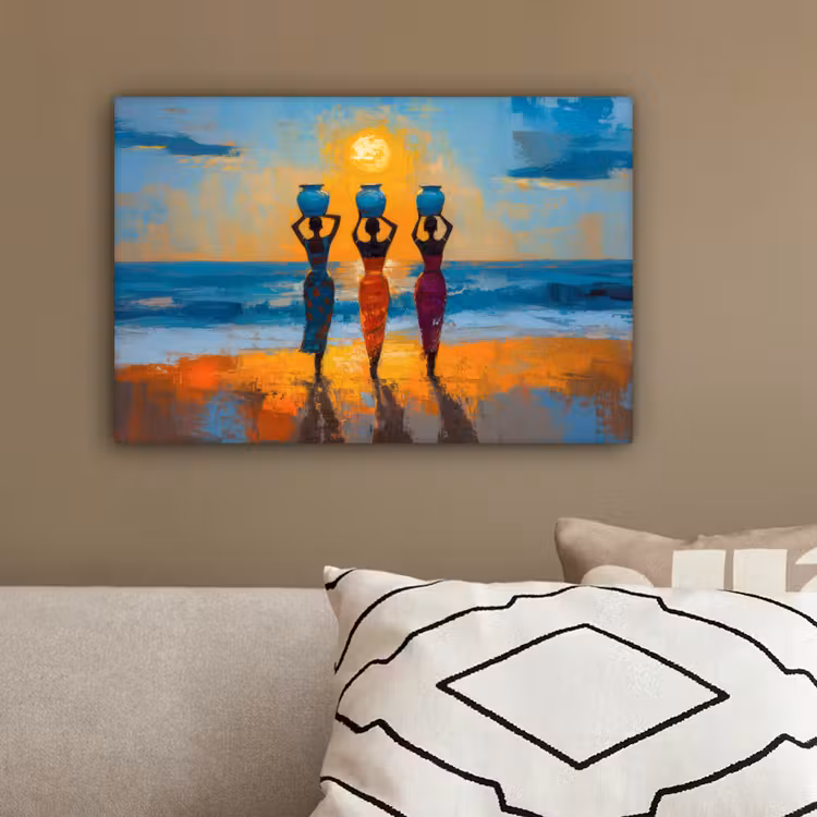 Vrouwen - Strand - Zondsondergang canvas 2cm klein -sfeer3