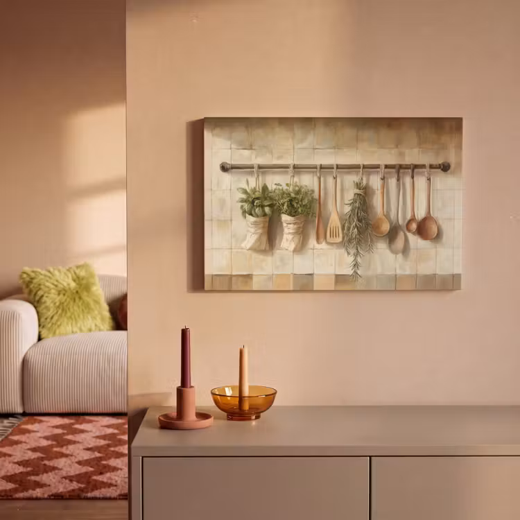 Hout - Keukengerei - Stilleven - Tegels canvas 2cm klein -sfeer1