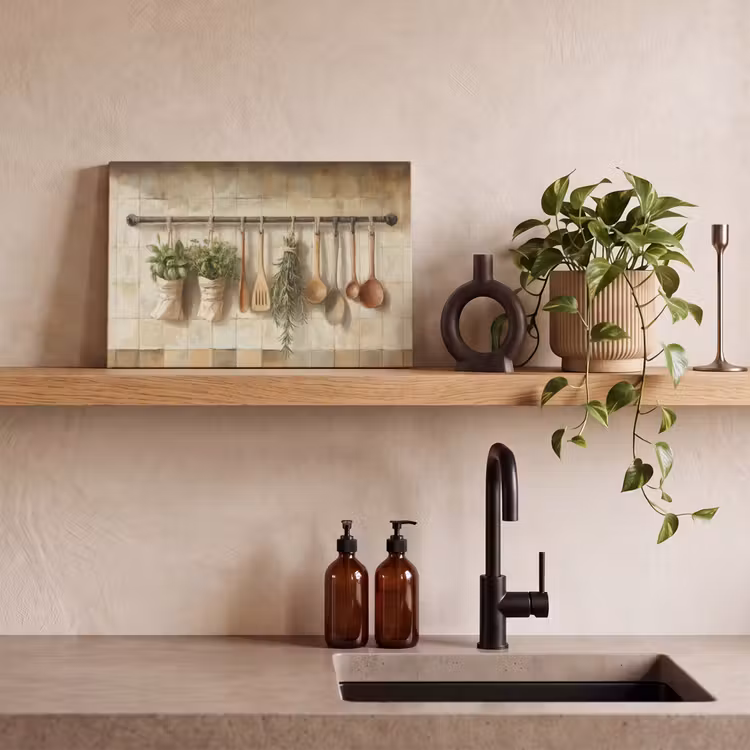 Hout - Keukengerei - Stilleven - Tegels canvas 2cm klein -sfeer3