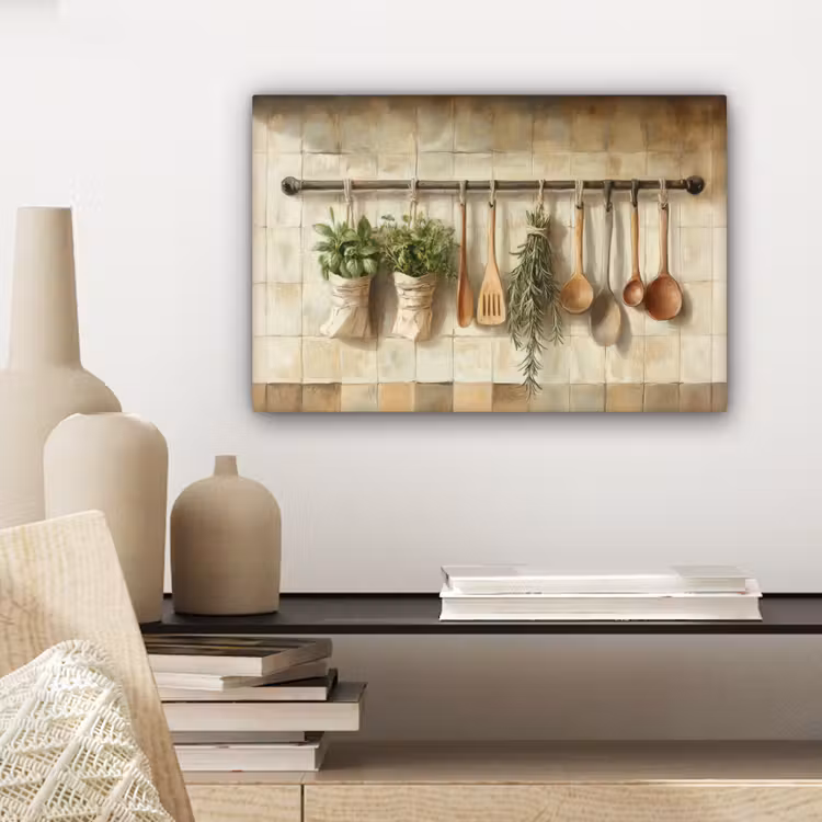 Hout - Keukengerei - Stilleven - Tegels canvas 2cm klein -sfeer6