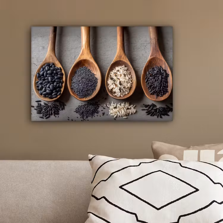 Houten - Lepels - Rijst - Zaden canvas 2cm klein -sfeer3
