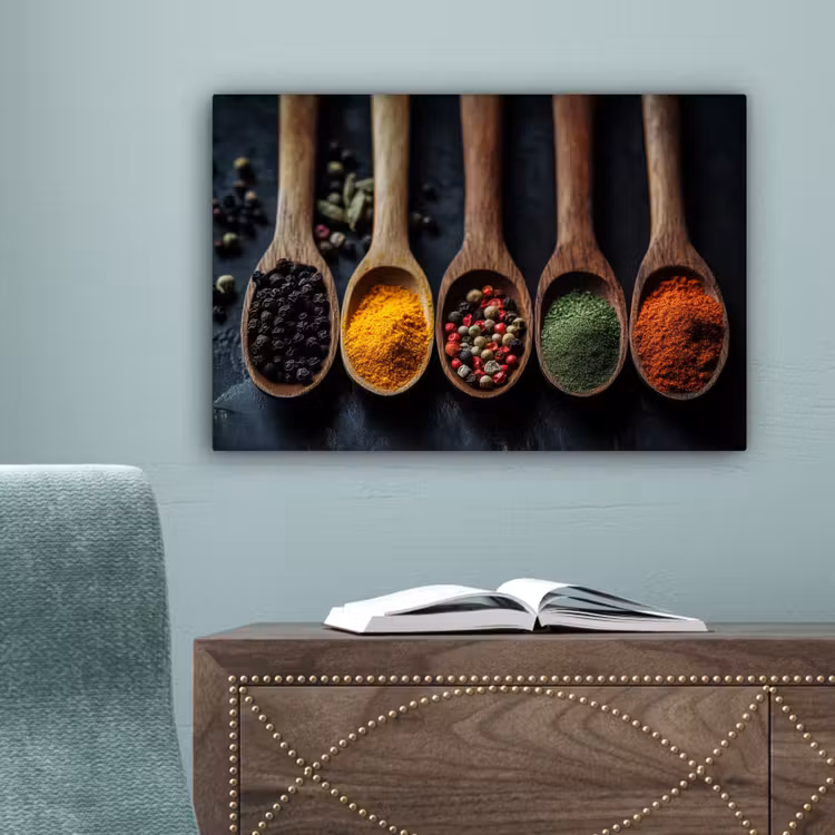 Houten - Lepels - Specerijen - Kruiden canvas 2cm klein -sfeer4