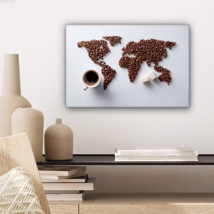 Wereldkaart - Koffiebonen - Suikerklontjes canvas 2cm klein -sfeer6