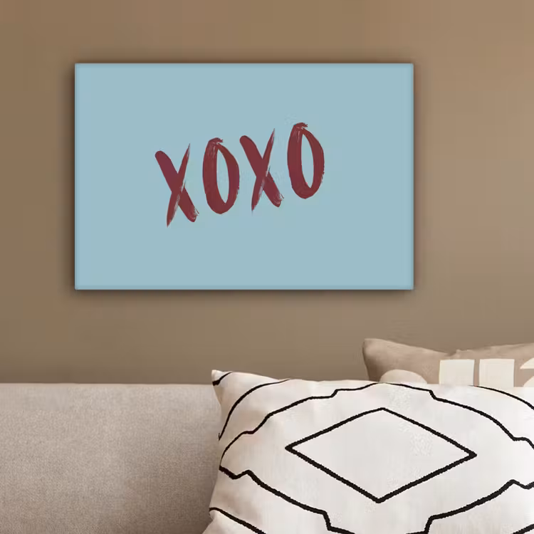 XOXO - Blauw - Rood canvas 2cm klein -sfeer1