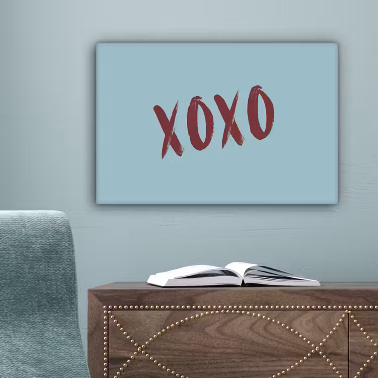 XOXO - Blauw - Rood canvas 2cm klein -sfeer1