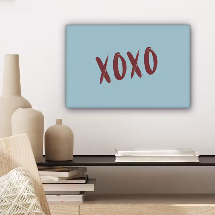 XOXO - Blauw - Rood canvas 2cm klein -sfeer3