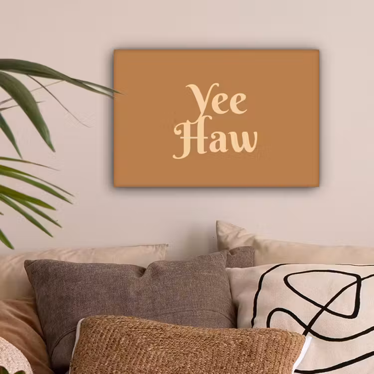 Yee haw - Bruin - Minimalistisch canvas 2cm klein -z3d